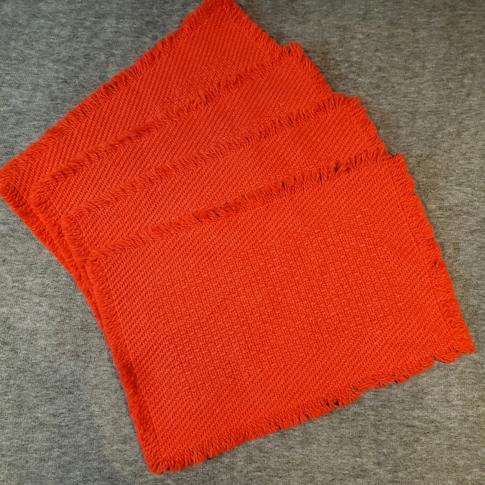 4 Mid-Century Moderne Red Woven Placemats Made in Japan Never Used 100% Acrylic